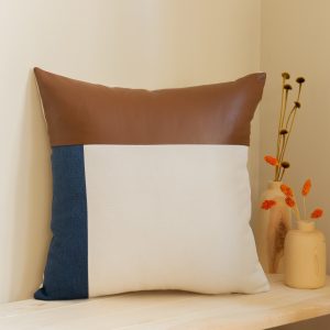 Minimalist Cushion Cover, Navy Blue Linen Pillow Cover, Cream Linen Cushion Cover,brown Suede Leather Pillow Cover 18x18 Inches / 45x45cm