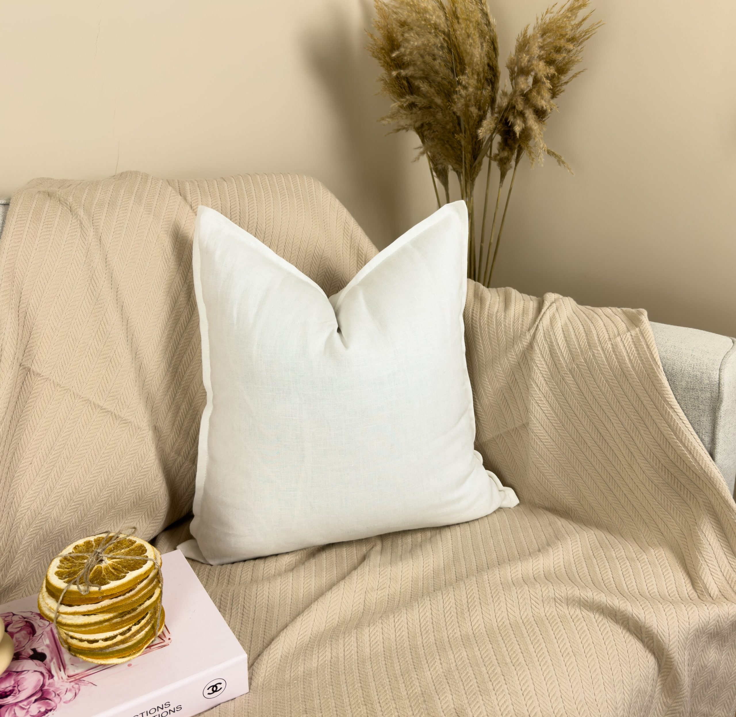 Natural Washed Cotton Linen White Pillow Cover, White Linen Pillowcase (any Custom Size)