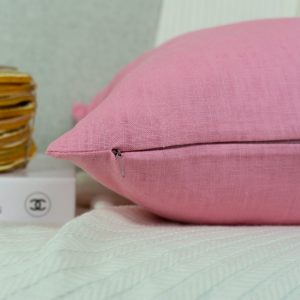 Natural Washed Linen Pink Pillow - Cushion Cover, Washed Linen Pink Pillowcase, (any Custom Size)