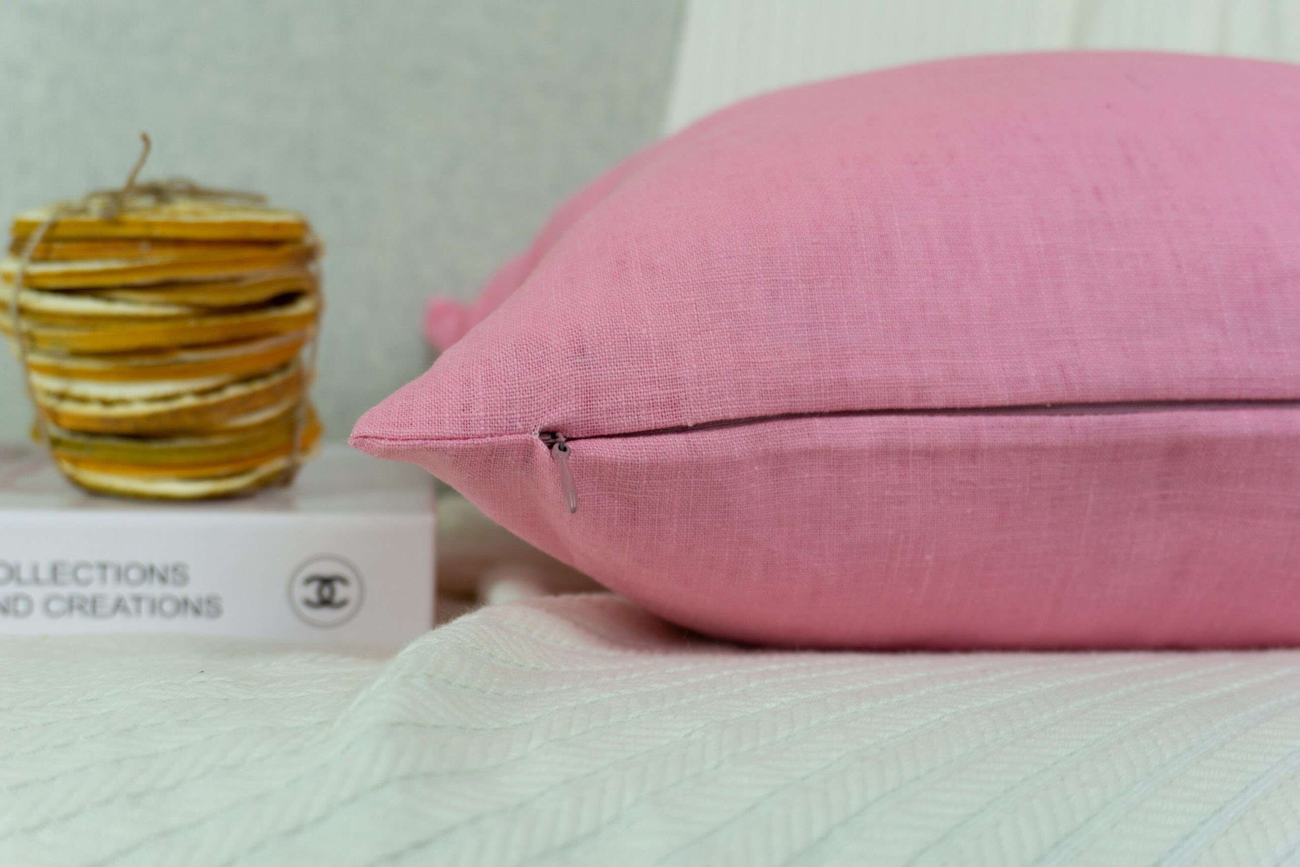 Natural Washed Linen Pink Pillow - Cushion Cover, Washed Linen Pink Pillowcase, (any Custom Size)