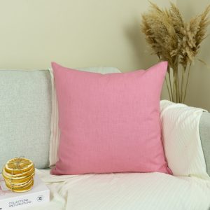 Natural Washed Linen Pink Pillow - Cushion Cover, Washed Linen Pink Pillowcase, (any Custom Size)