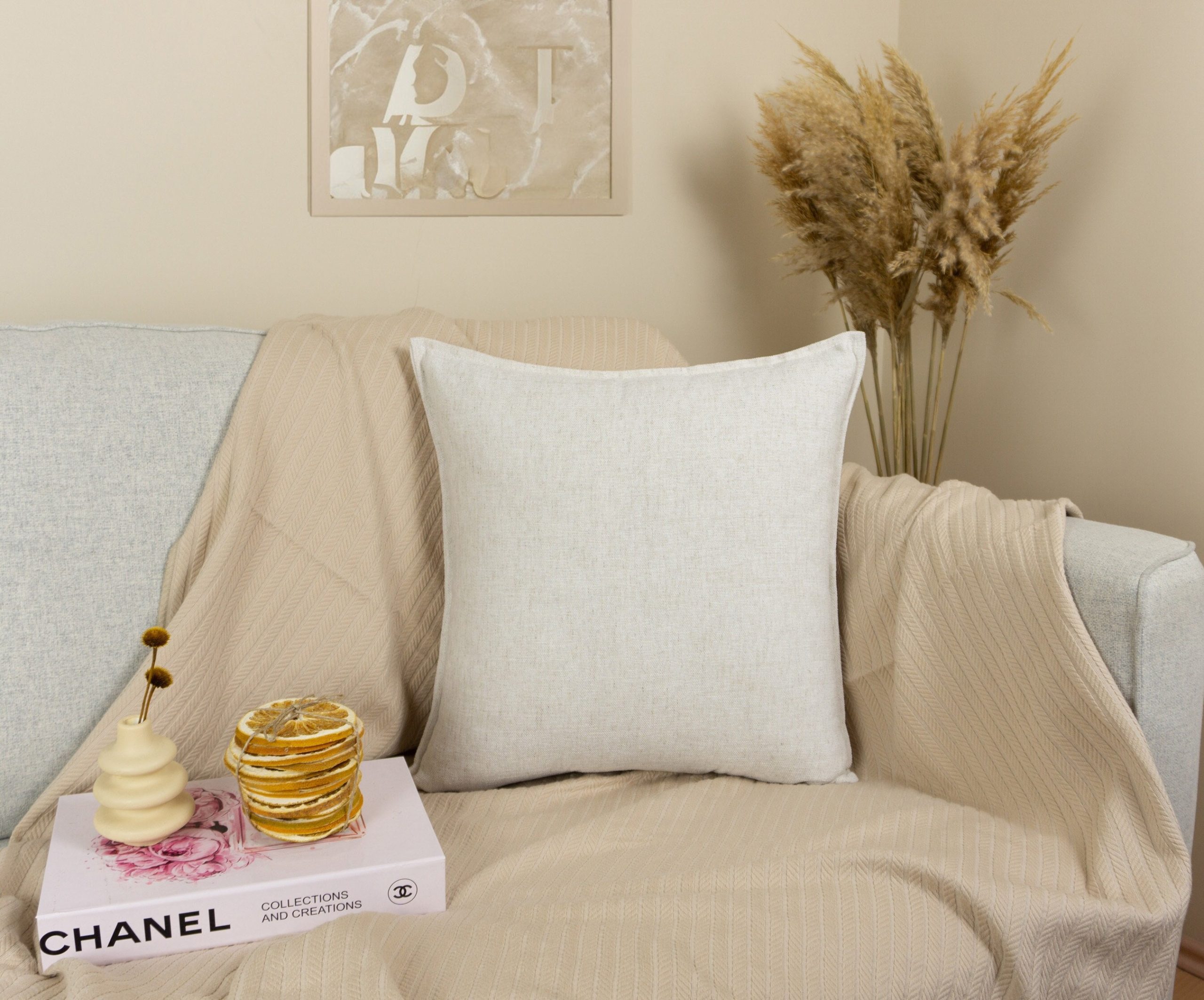 Cotton Linen Beige Cushion-pillow Cover, Natural Linen Ivory Throw Cushion Cover (any Custom Size)