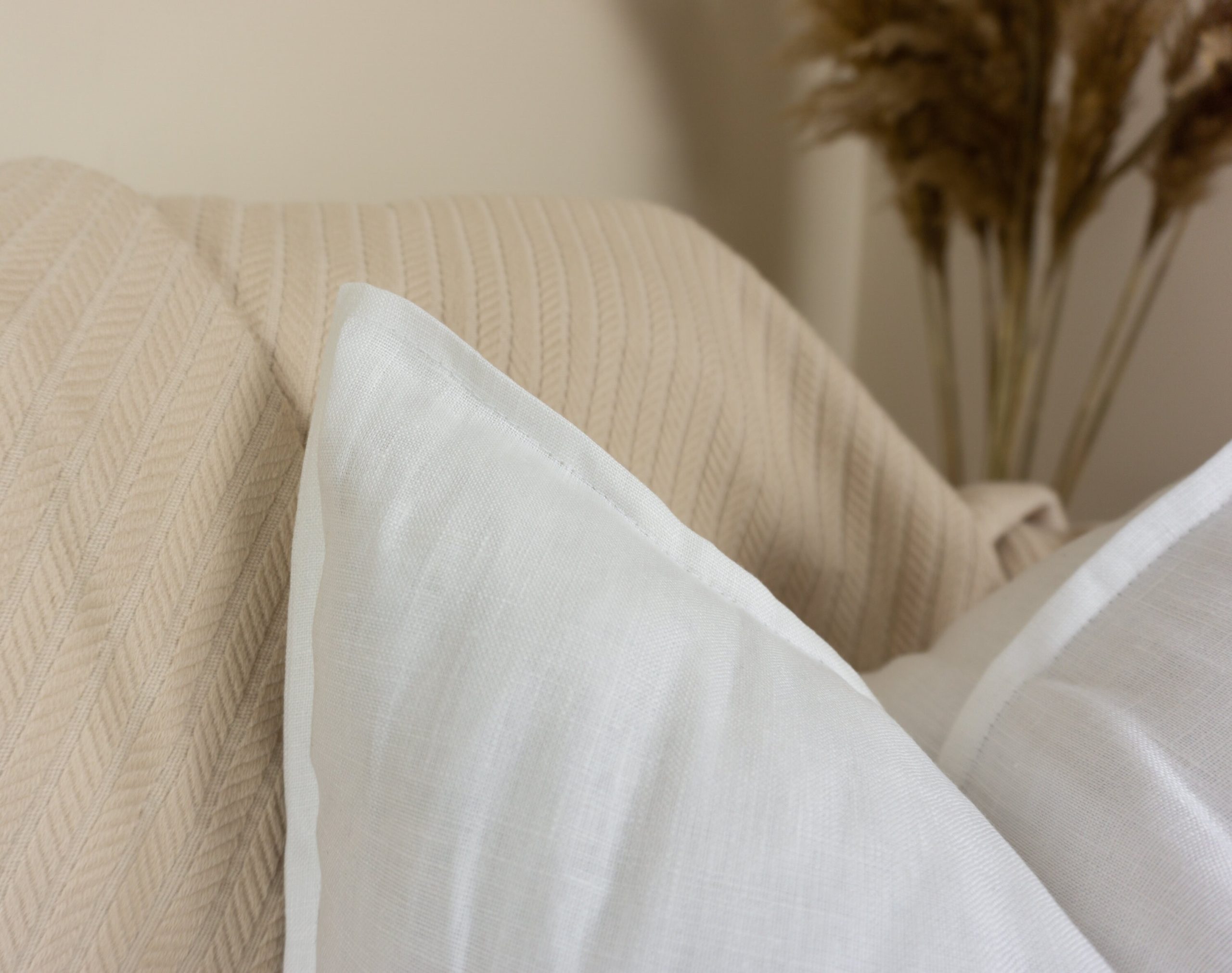 Natural Washed Cotton Linen White Pillow Cover, White Linen Pillowcase (any Custom Size)