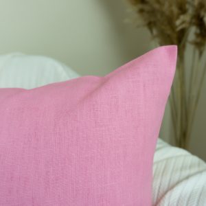 Natural Washed Linen Pink Pillow - Cushion Cover, Washed Linen Pink Pillowcase, (any Custom Size)
