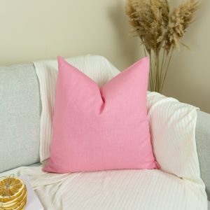 Natural Washed Linen Pink Pillow - Cushion Cover, Washed Linen Pink Pillowcase, (any Custom Size)