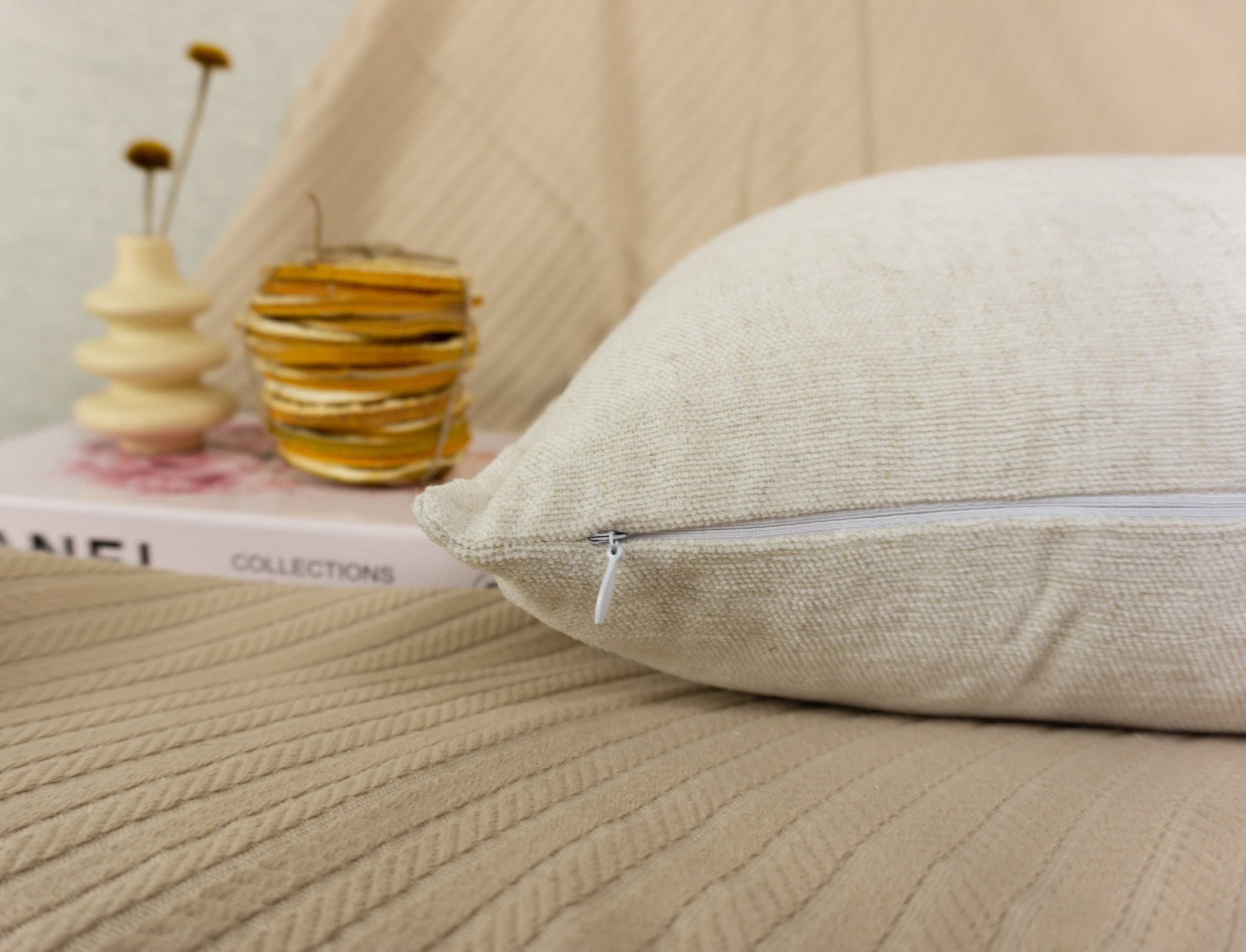 Cotton Linen Beige Cushion-pillow Cover, Natural Linen Ivory Throw Cushion Cover (any Custom Size)