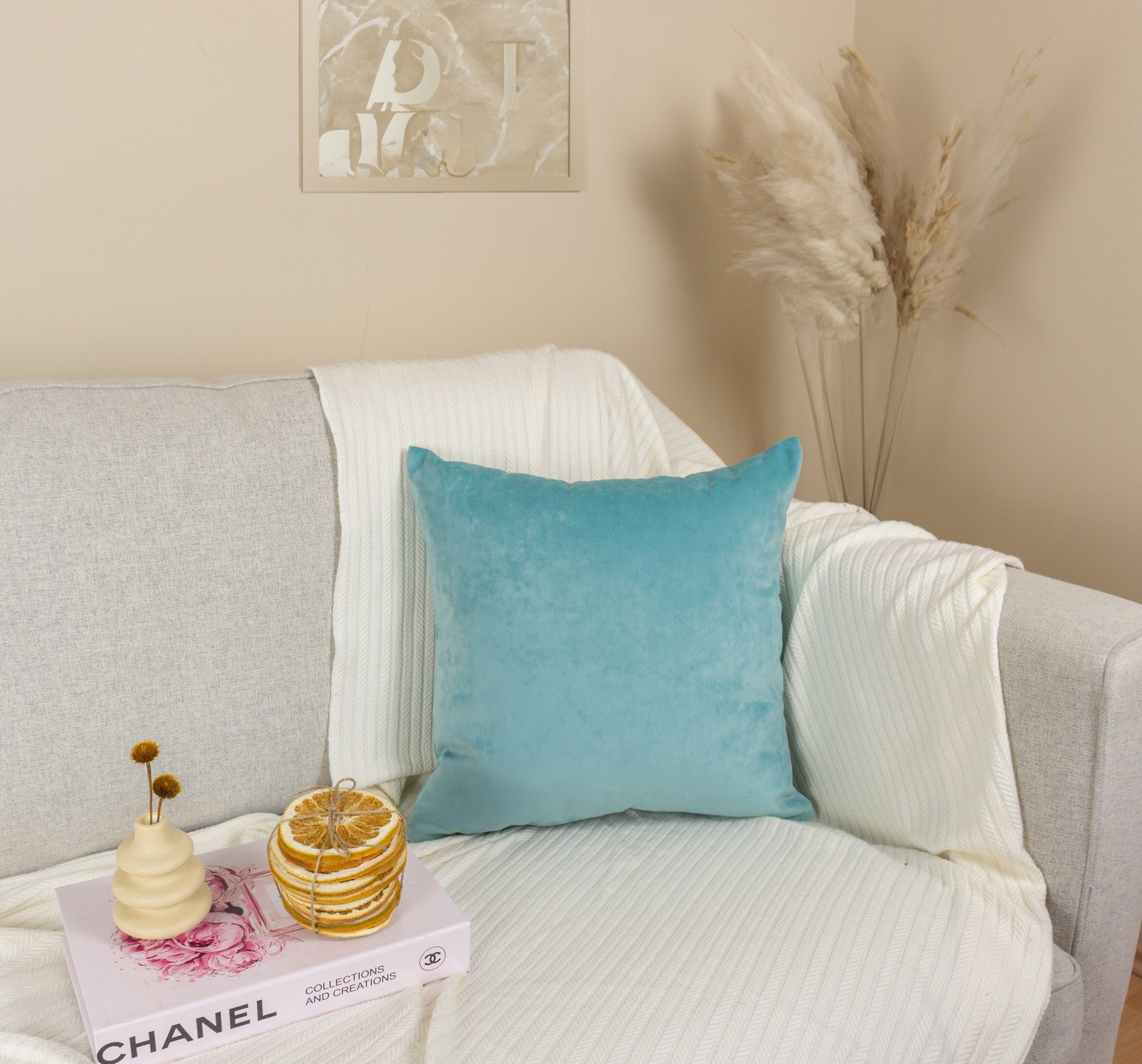 Velvet Mint Blue Pillow Cover: Light Blue Cushion Cover All Sizes
