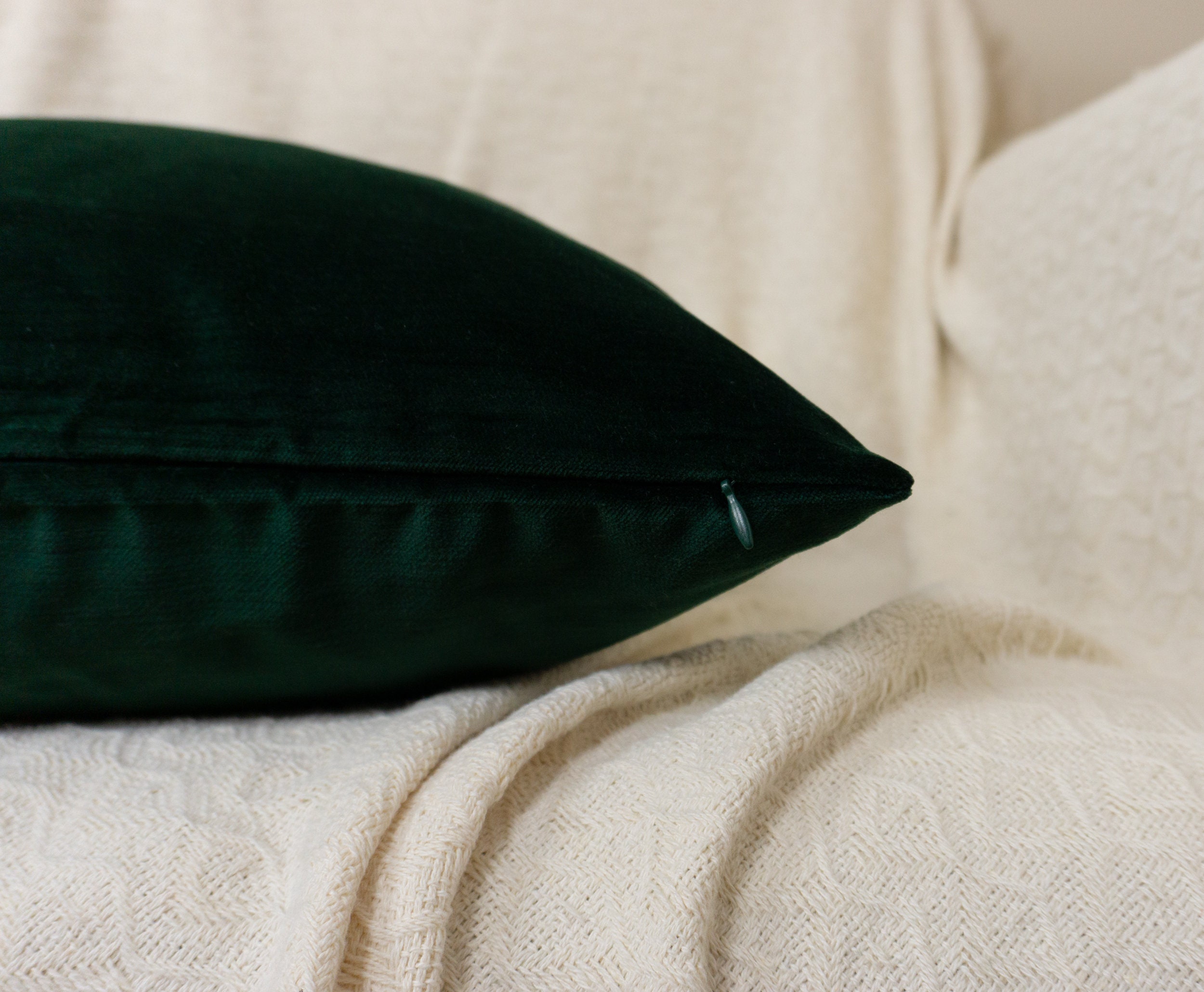 Dark Green Velvet Pillow Cover: Luxury Decorative Cushion Cover All Sizes