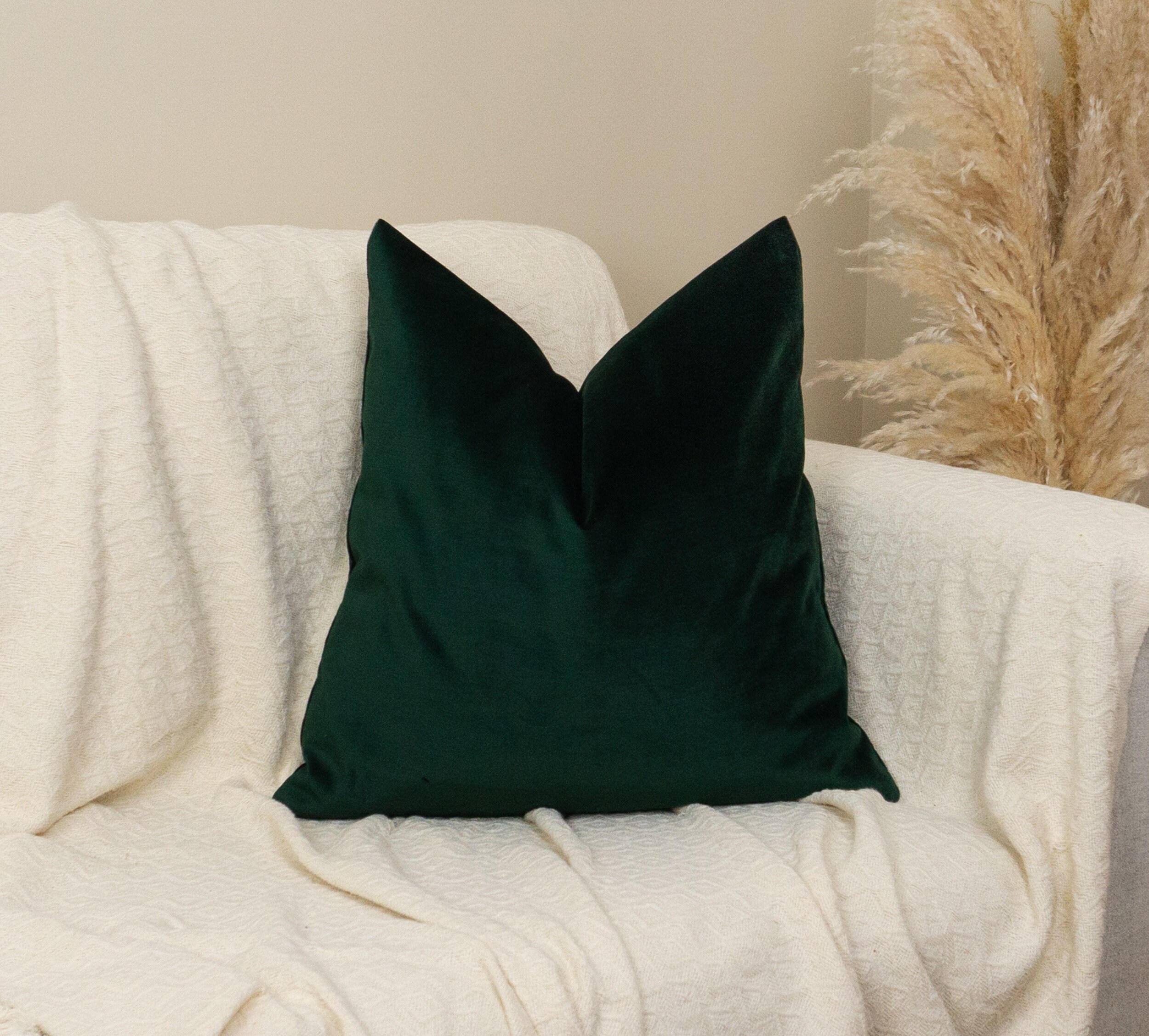 Dark Green Velvet Pillow Cover: Luxury Decorative Cushion Cover All Sizes