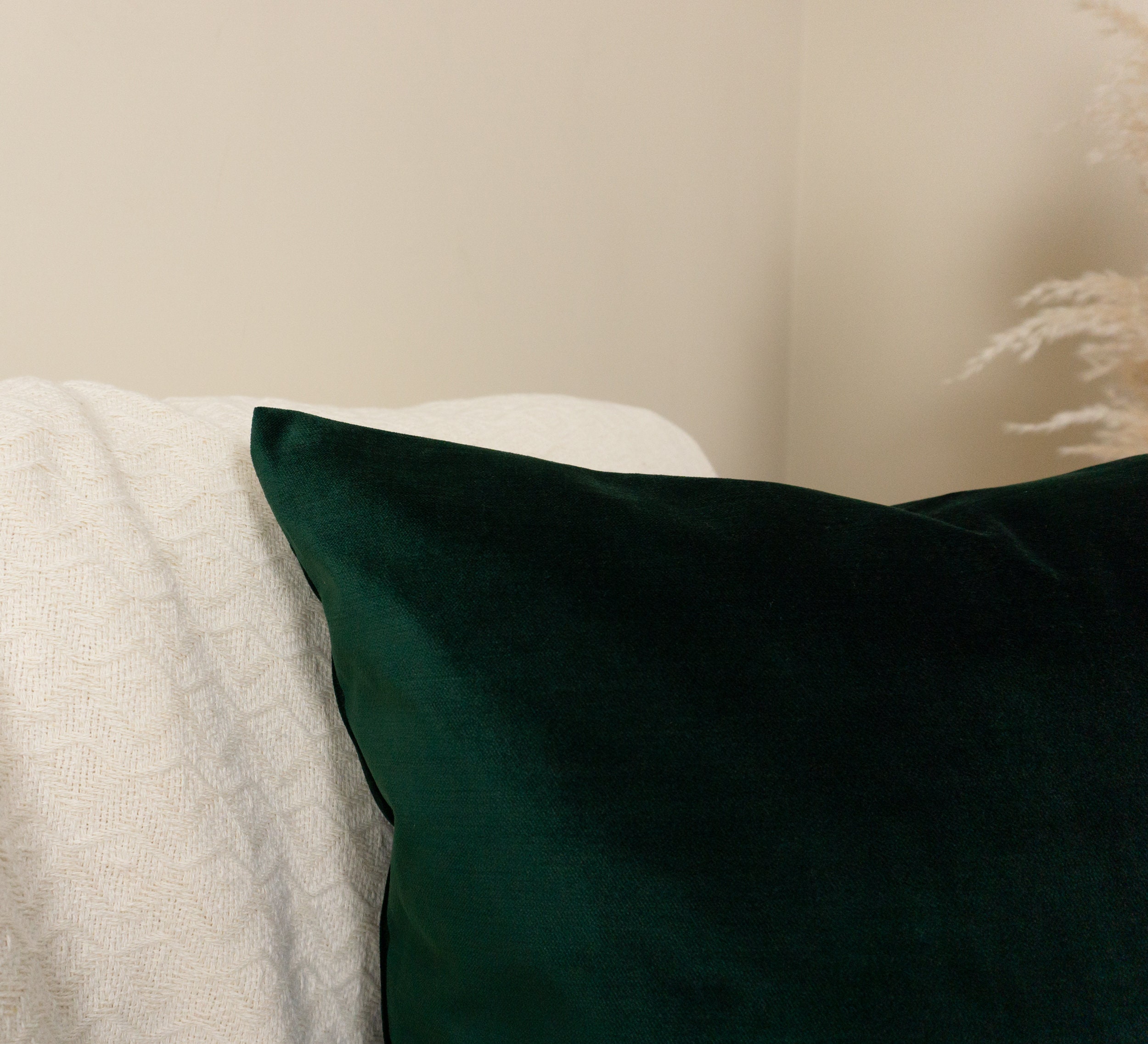 Dark Green Velvet Pillow Cover: Luxury Decorative Cushion Cover All Sizes