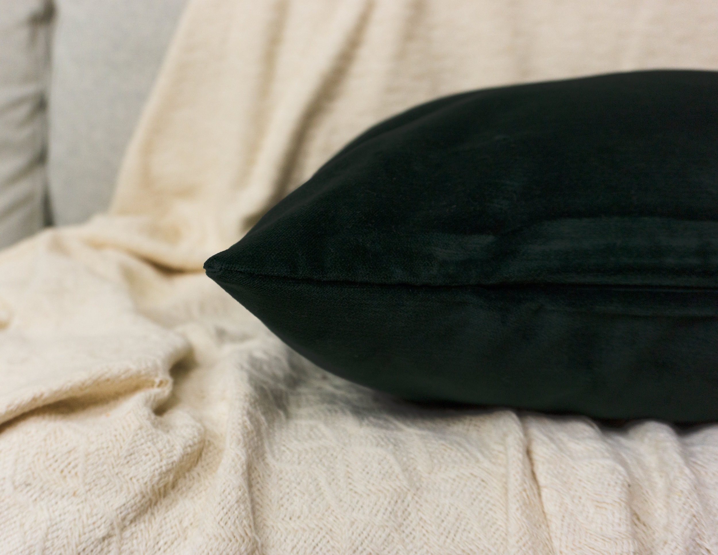 Dark Green Velvet Pillow Cover: Luxury Decorative Cushion Cover All Sizes