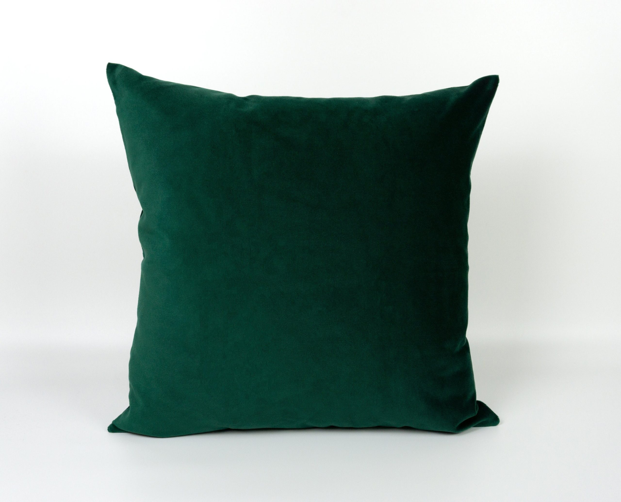 Dark Green Cotton Velvet Pillow Cover: Emerald Decorative Cushion Cover All Sizes