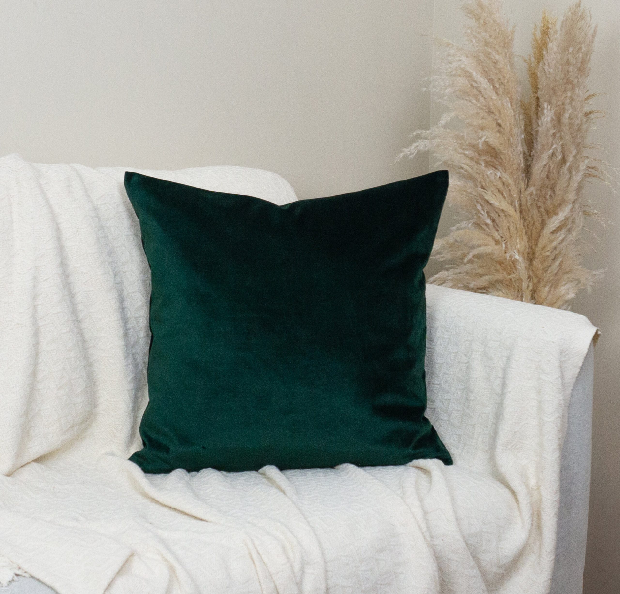 Dark Green Velvet Pillow Cover: Luxury Decorative Cushion Cover All Sizes