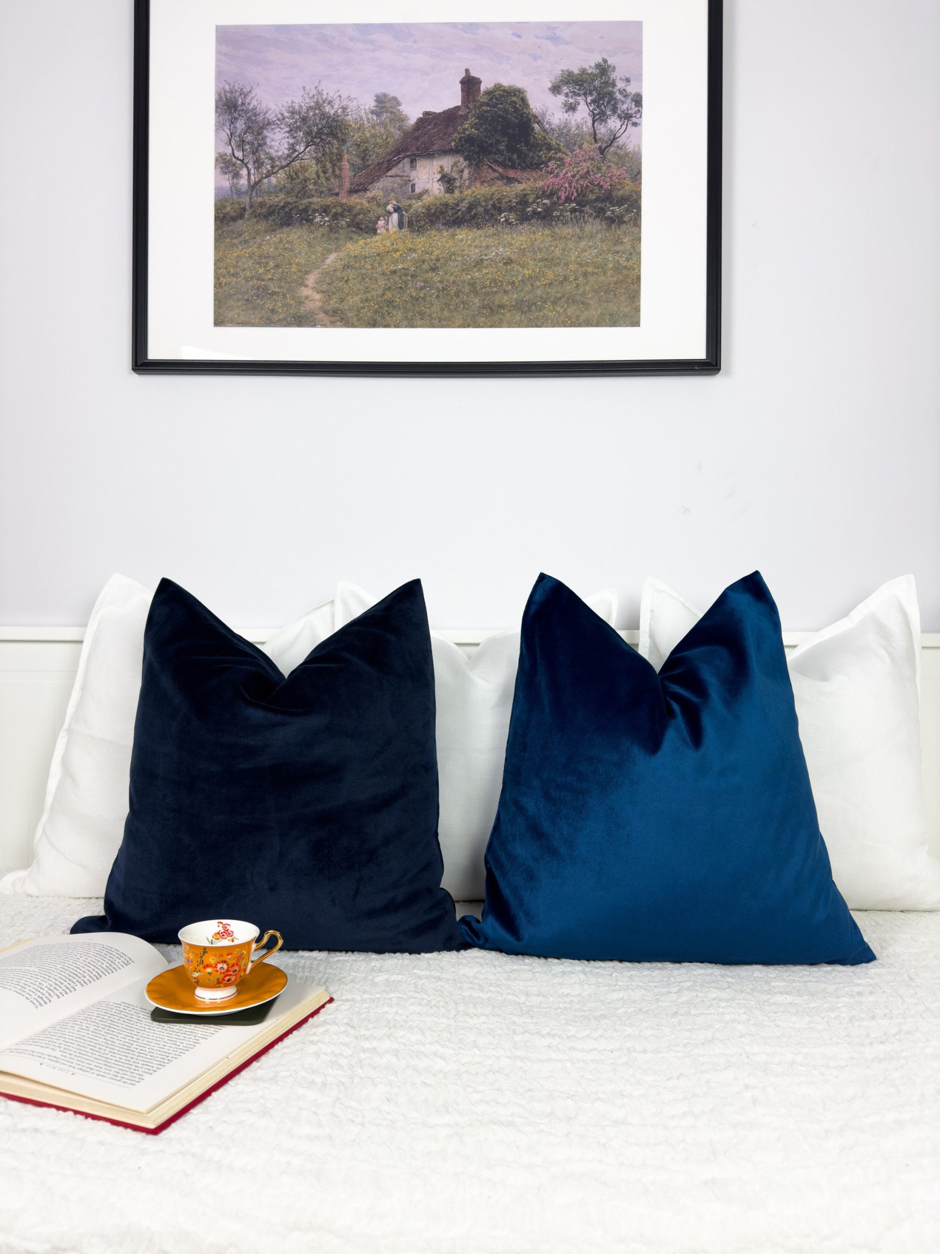 Premium Velvet Dark Navy Blue Pillow Cover: Navy Blue Scatter Cushion Covers All Sizes
