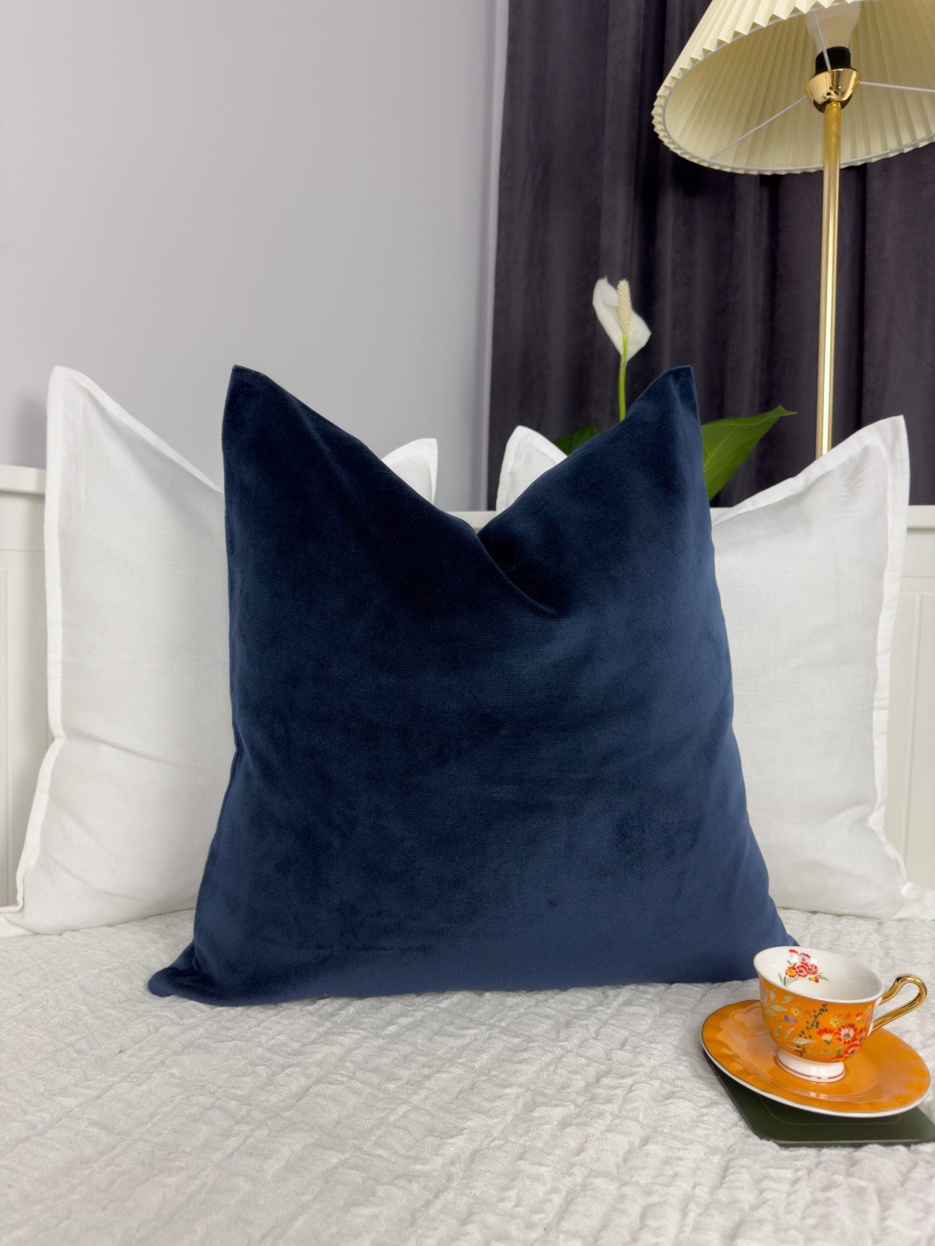 Premium Velvet Dark Navy Blue Pillow Cover: Navy Blue Scatter Cushion Covers All Sizes