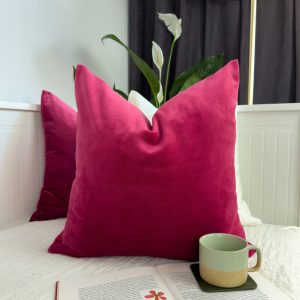 Velvet Rose Red Pillow Cover: Soft Vlevet Fuchsia Cushion Cover All Sizes