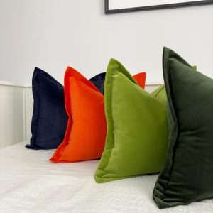 Burnt Orange Velvet Pillow Cover: Oxford Flanged Decorative Cushion Cover All Sizes