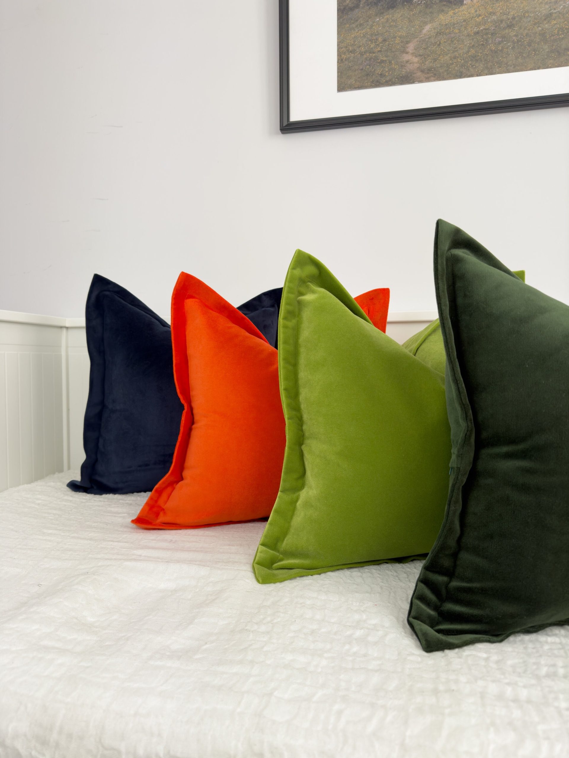 Burnt Orange Velvet Pillow Cover: Oxford Flanged Decorative Cushion Cover All Sizes