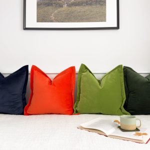 Burnt Orange Velvet Pillow Cover: Oxford Flanged Decorative Cushion Cover All Sizes