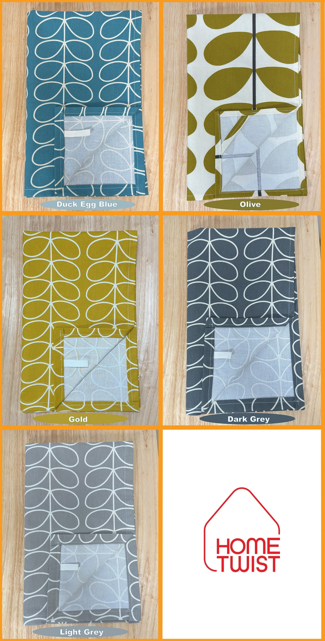 Cotton Linen Scandinavian Style Linear Stem Tea Towels 45x65cm / 18x26"