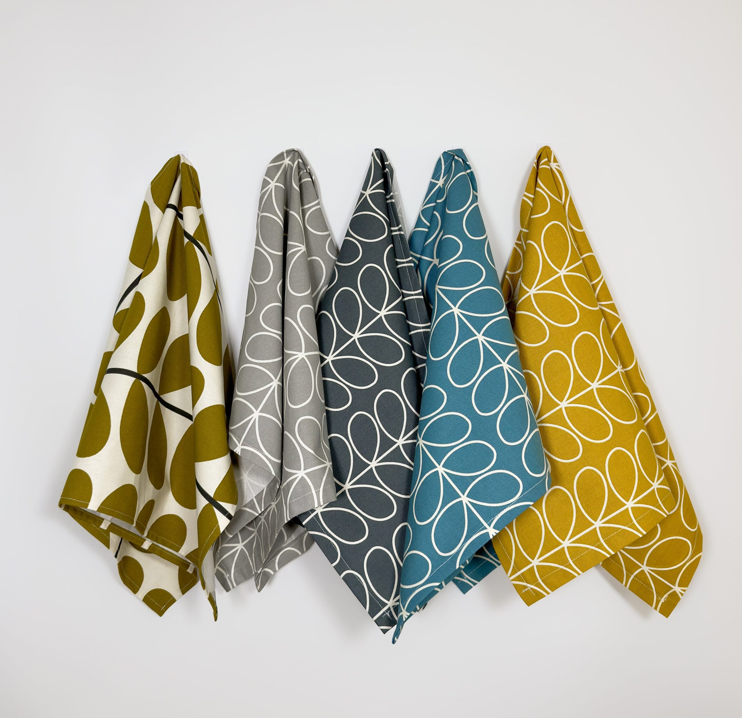 Cotton Linen Scandinavian Style Linear Stem Tea Towels 45x65cm / 18x26"