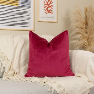 Velvet Rose Red Pillow Cover: Soft Vlevet Fuchsia Cushion Cover All Sizes