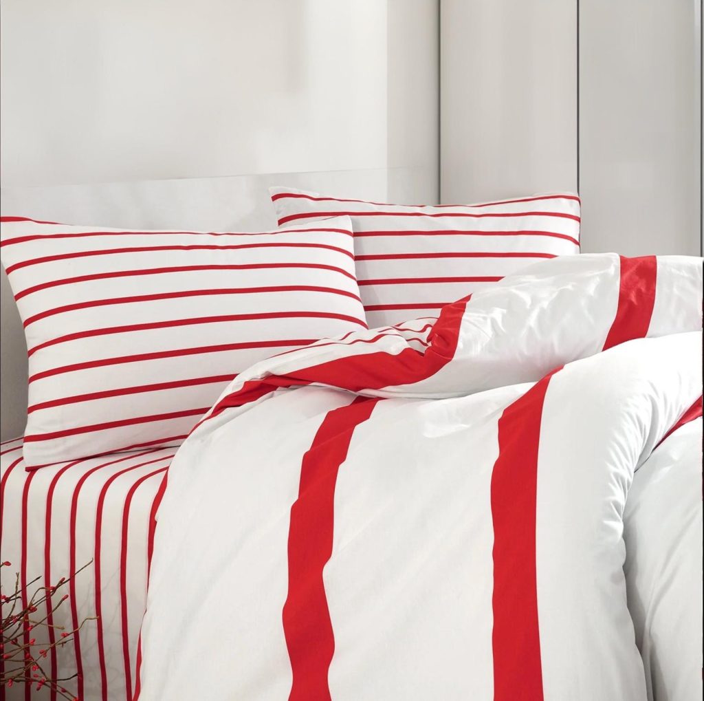 100% Cotton Duvet Cover Set Red & White Striped Bedding Set For Bedroom Mattress Cover (multiple Size Options Available)