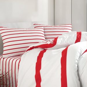 100% Cotton Duvet Cover Set Red & White Striped Bedding Set For Bedroom Mattress Cover (multiple Size Options Available)