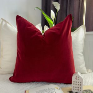 Cotton Velvet Wine Red Pillow Cover, Wine Red Lumbar Cushion-pillow Covers, Christmas Decor Pillow (all Sizes)