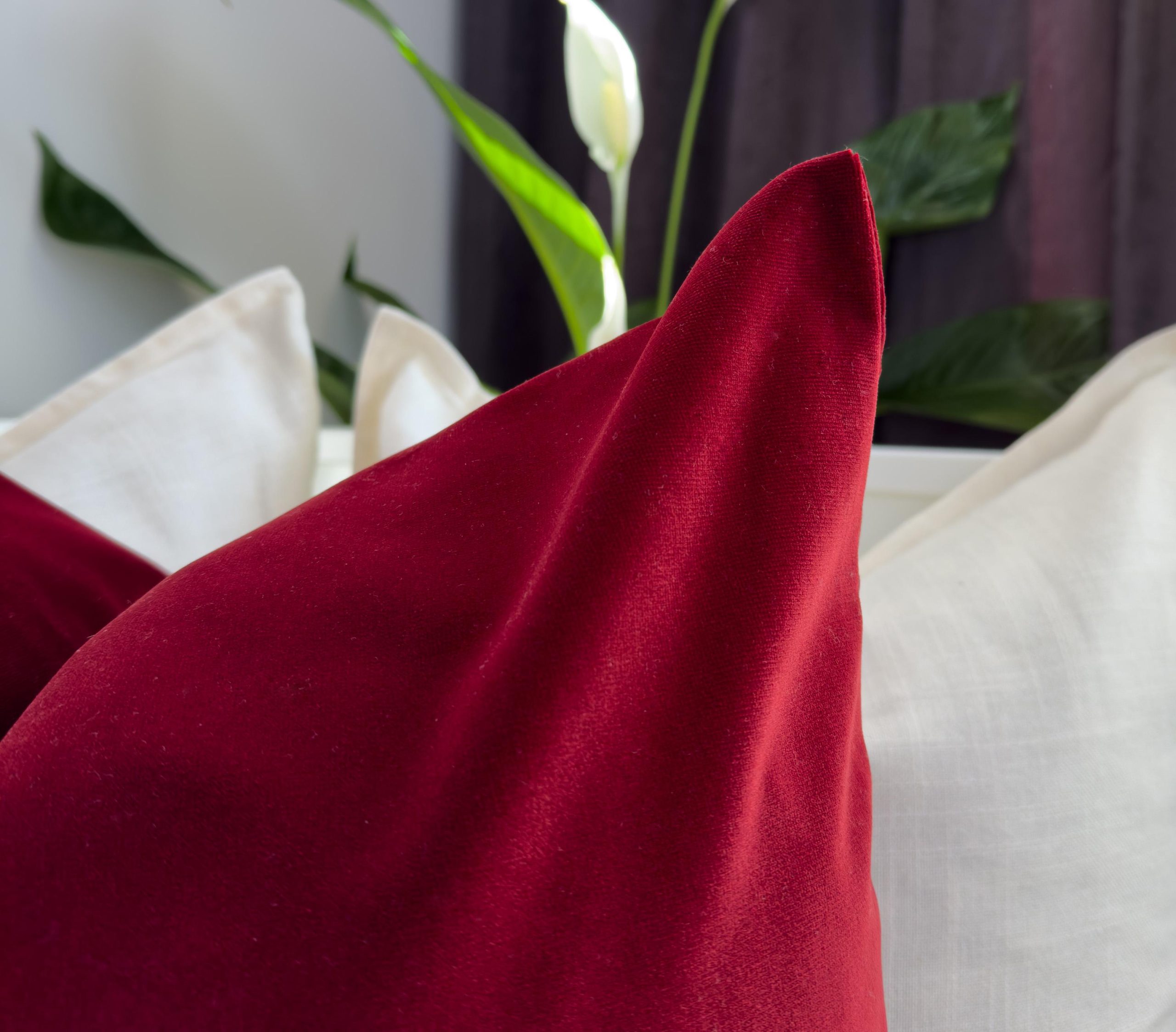 Cotton Velvet Wine Red Pillow Cover, Wine Red Lumbar Cushion-pillow Covers, Christmas Decor Pillow (all Sizes)