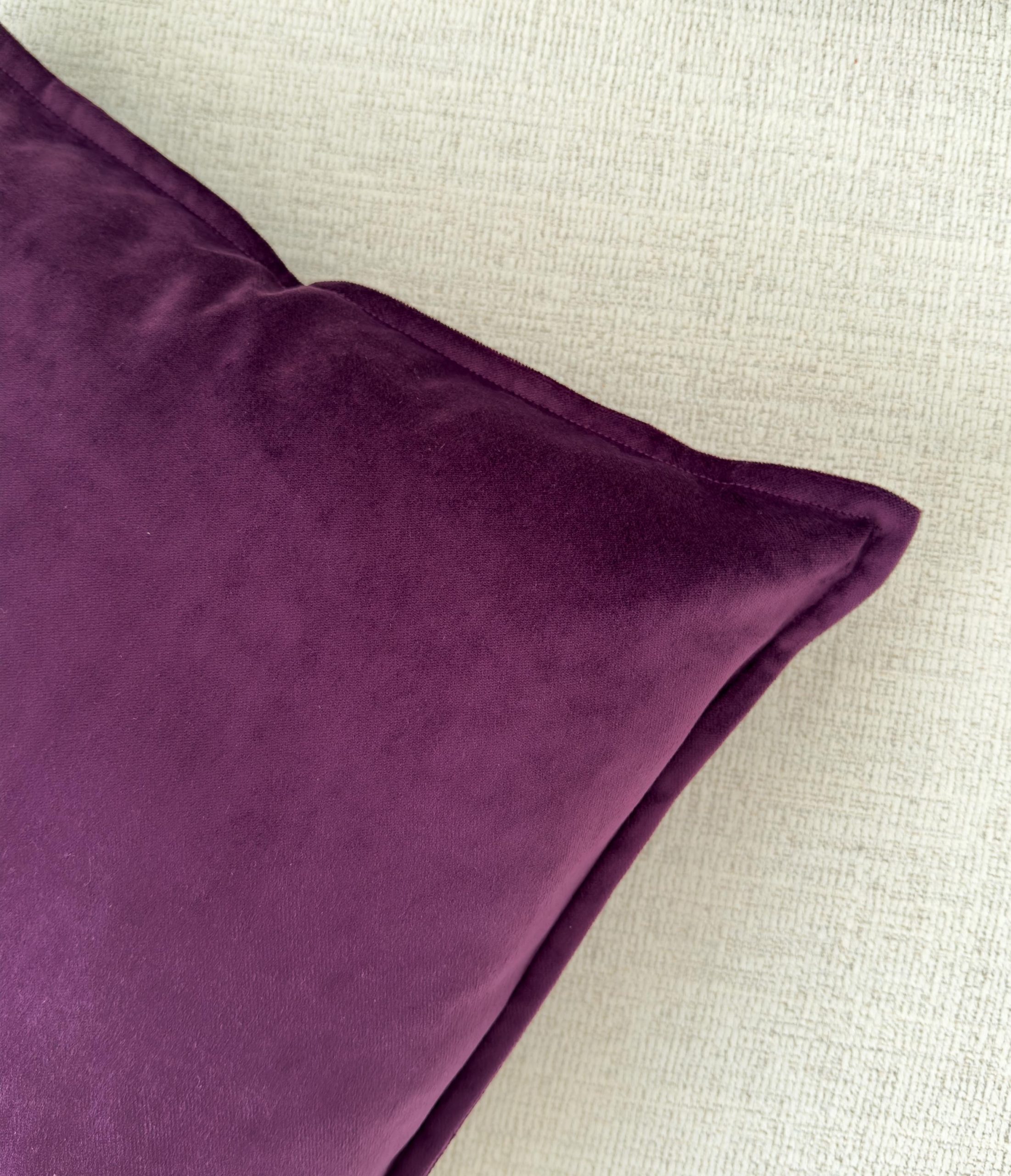 Velvet Deep Purple Pillow Cover: Luxury Aubergine Cushion All Sizes