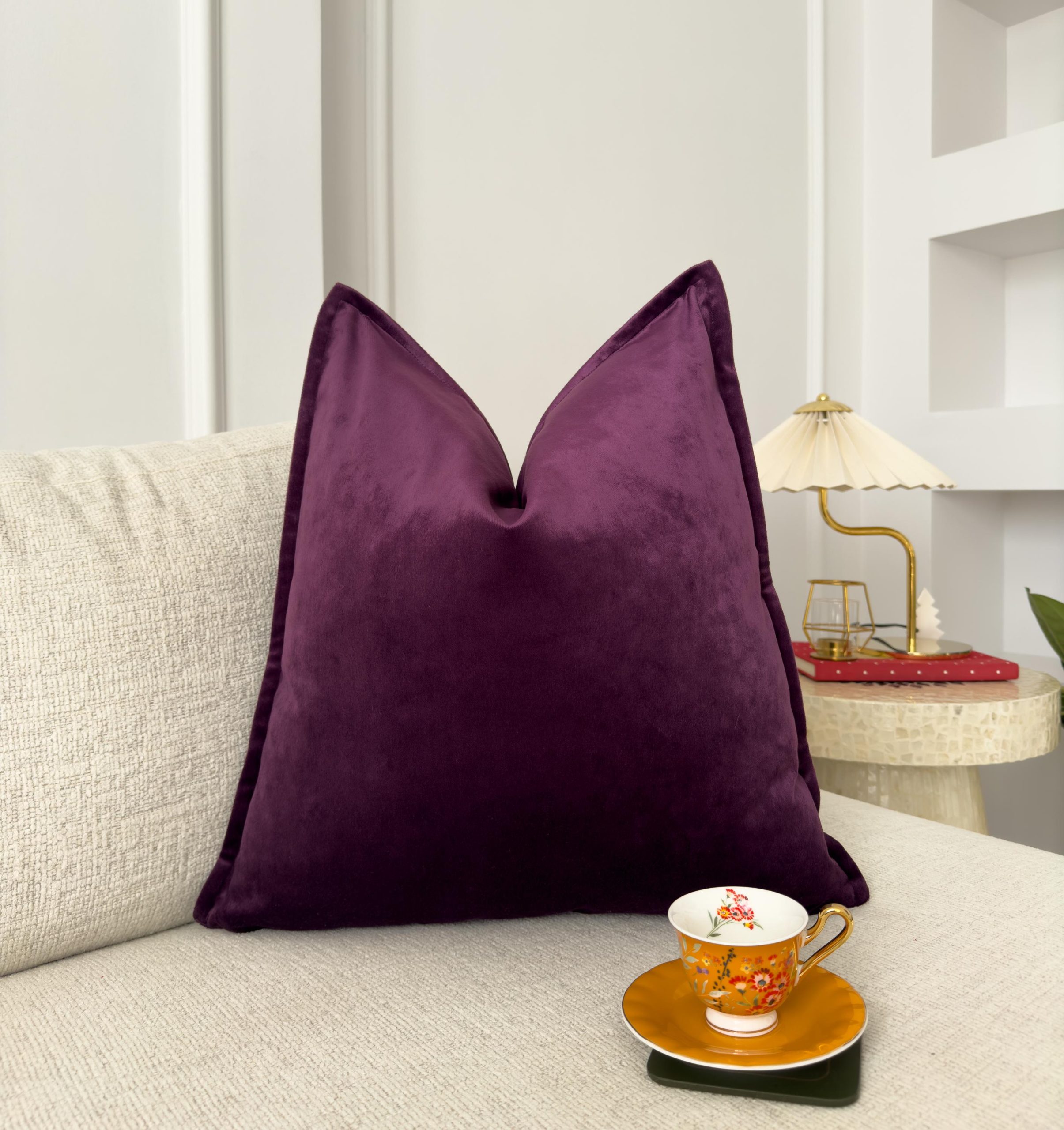 Velvet Deep Purple Pillow Cover: Luxury Aubergine Cushion All Sizes