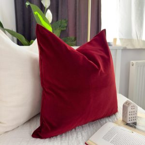 Cotton Velvet Wine Red Pillow Cover, Wine Red Lumbar Cushion-pillow Covers, Christmas Decor Pillow (all Sizes)