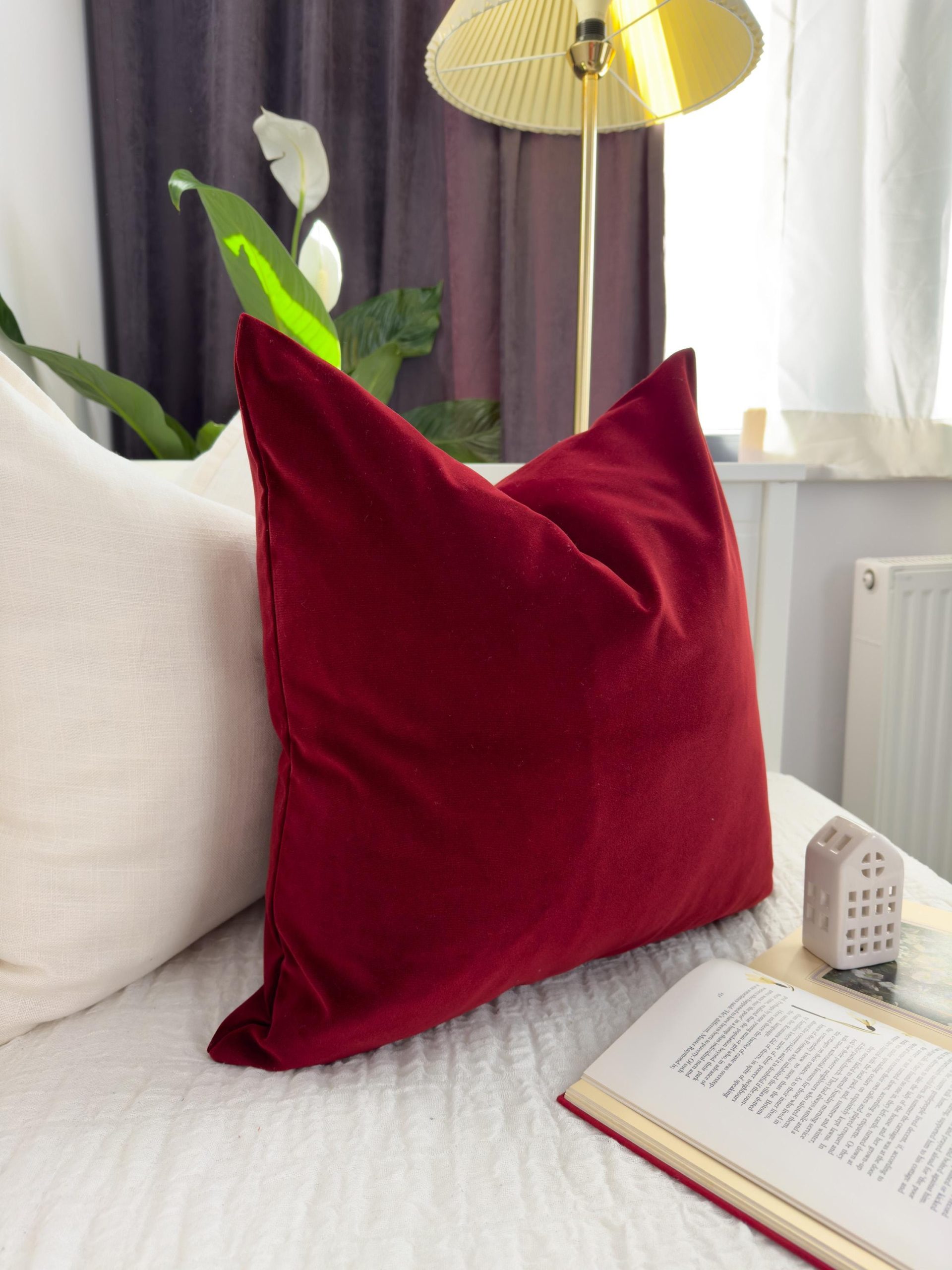 Cotton Velvet Wine Red Pillow Cover, Wine Red Lumbar Cushion-pillow Covers, Christmas Decor Pillow (all Sizes)