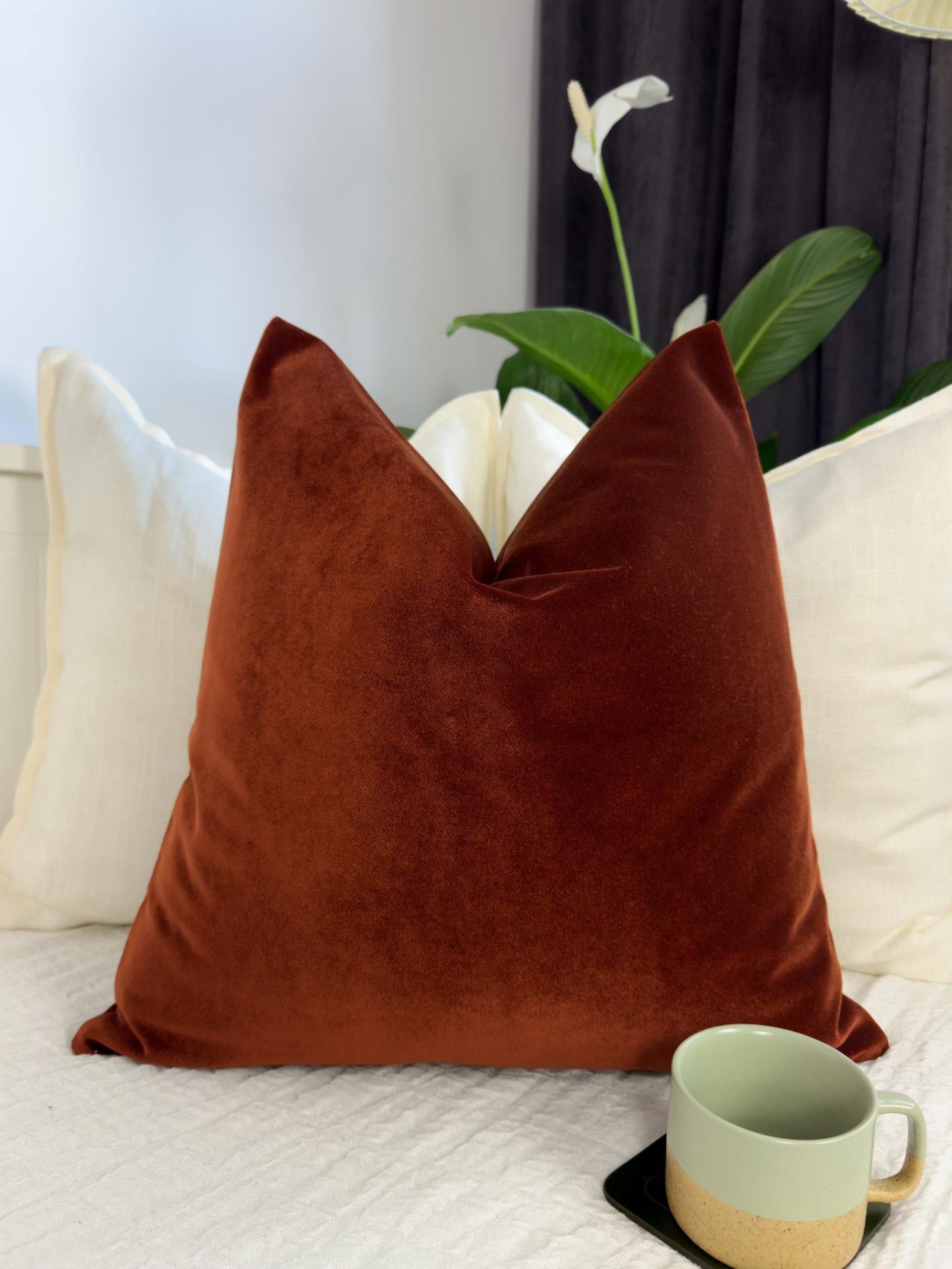 Velvet Terracotta Pillow Cover, Velvet Rust Pillow Cover, Burnt Terracotta Cushion Cover, (all Sizes)