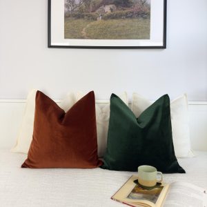 Velvet Terracotta Pillow Cover, Velvet Rust Pillow Cover, Burnt Terracotta Cushion Cover, (all Sizes)