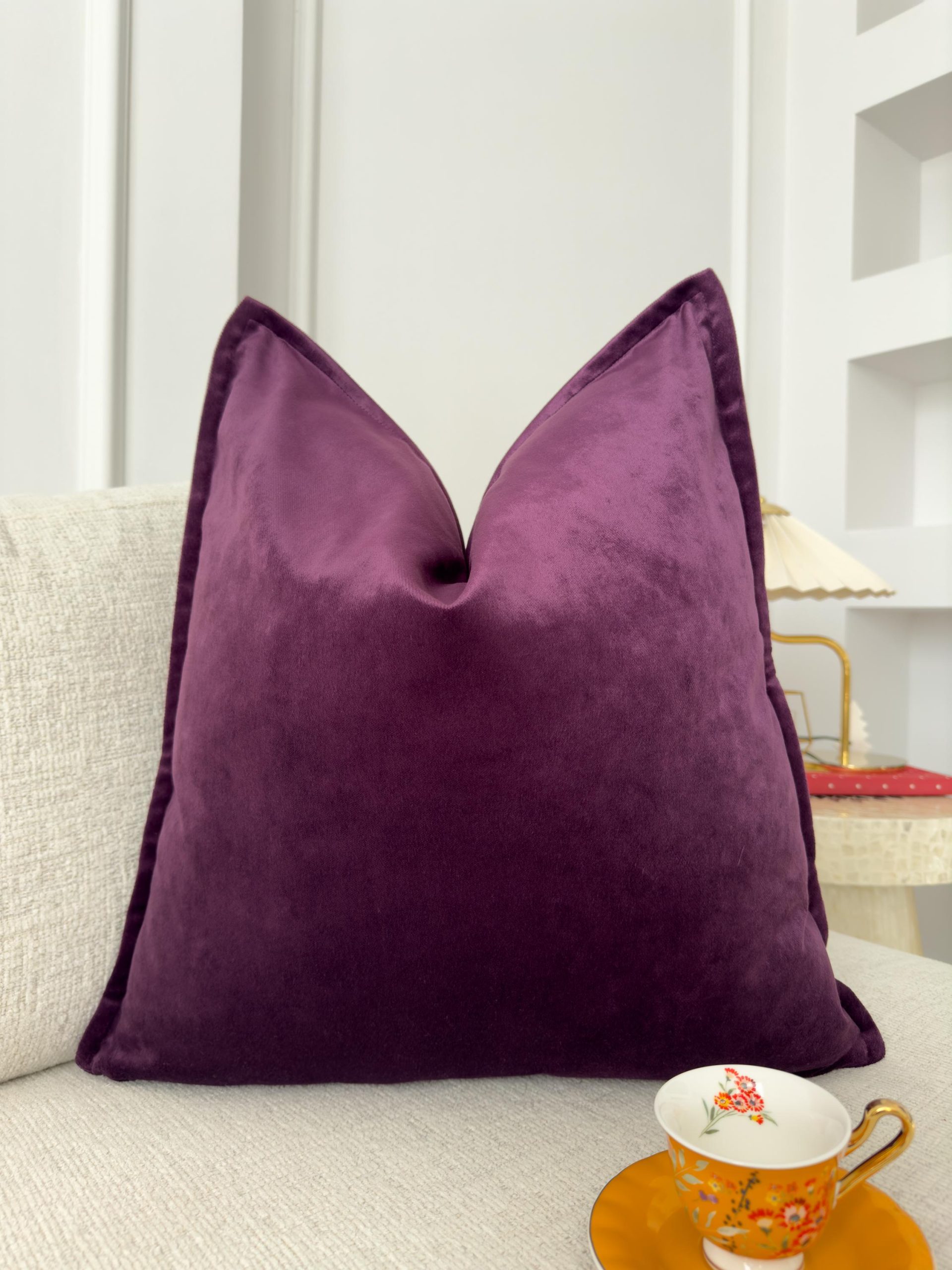 Velvet Deep Purple Pillow Cover: Luxury Aubergine Cushion All Sizes