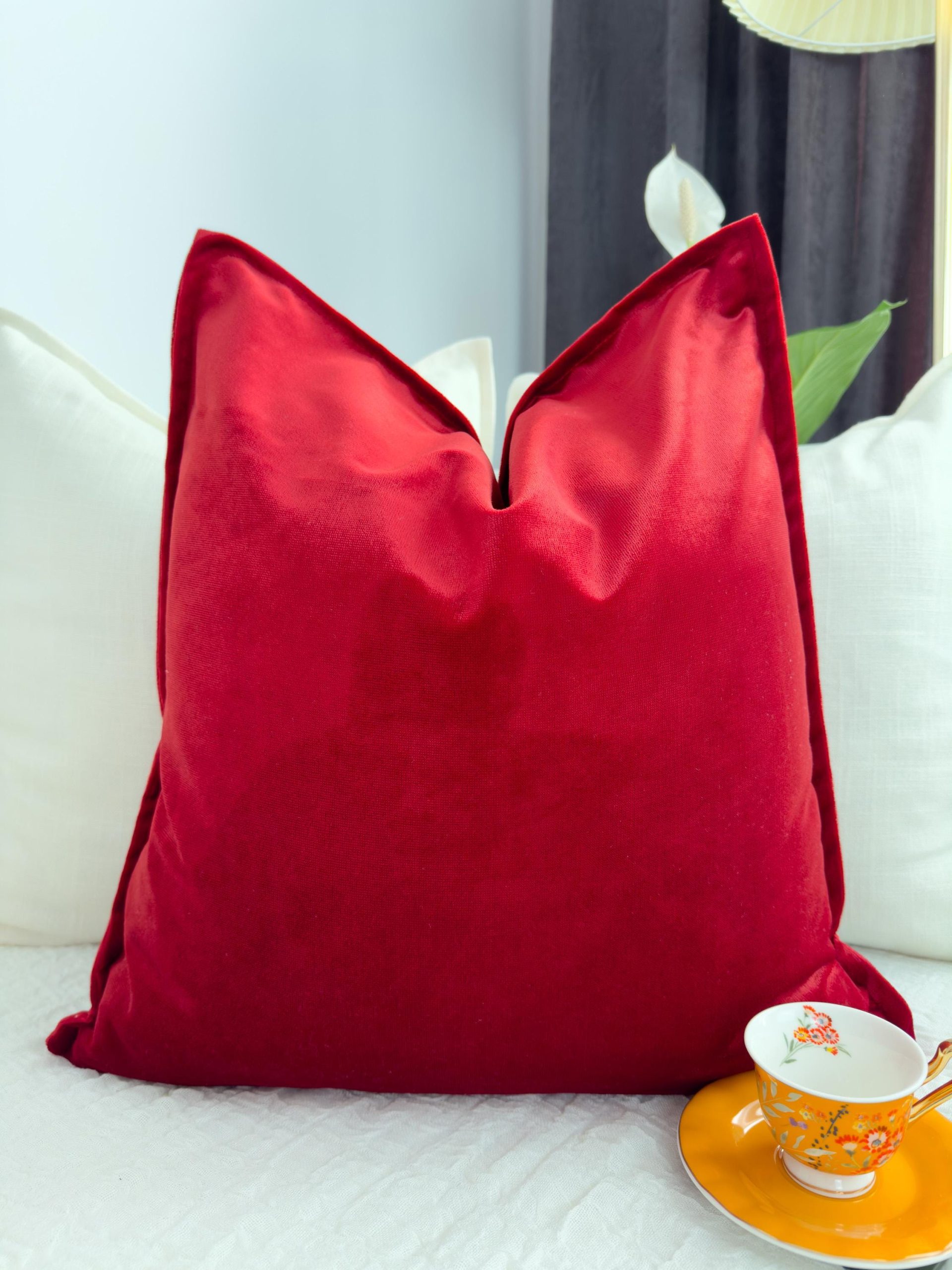 Red Velvet Pillow Cover: Christmas Decor Red Cushion All Sizes