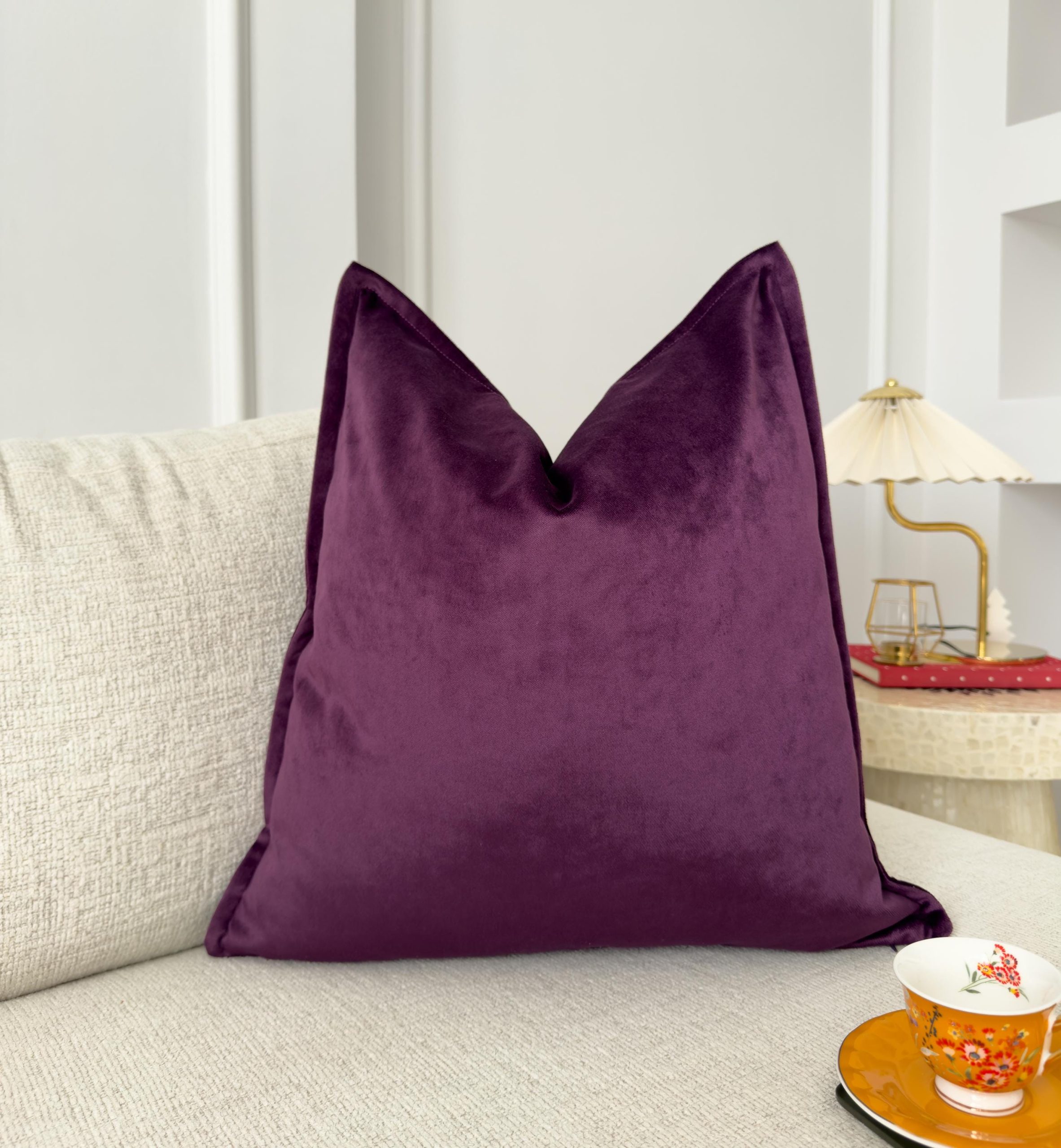 Velvet Deep Purple Pillow Cover: Luxury Aubergine Cushion All Sizes