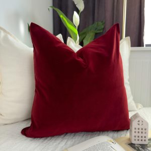 Cotton Velvet Wine Red Pillow Cover, Wine Red Lumbar Cushion-pillow Covers, Christmas Decor Pillow (all Sizes)