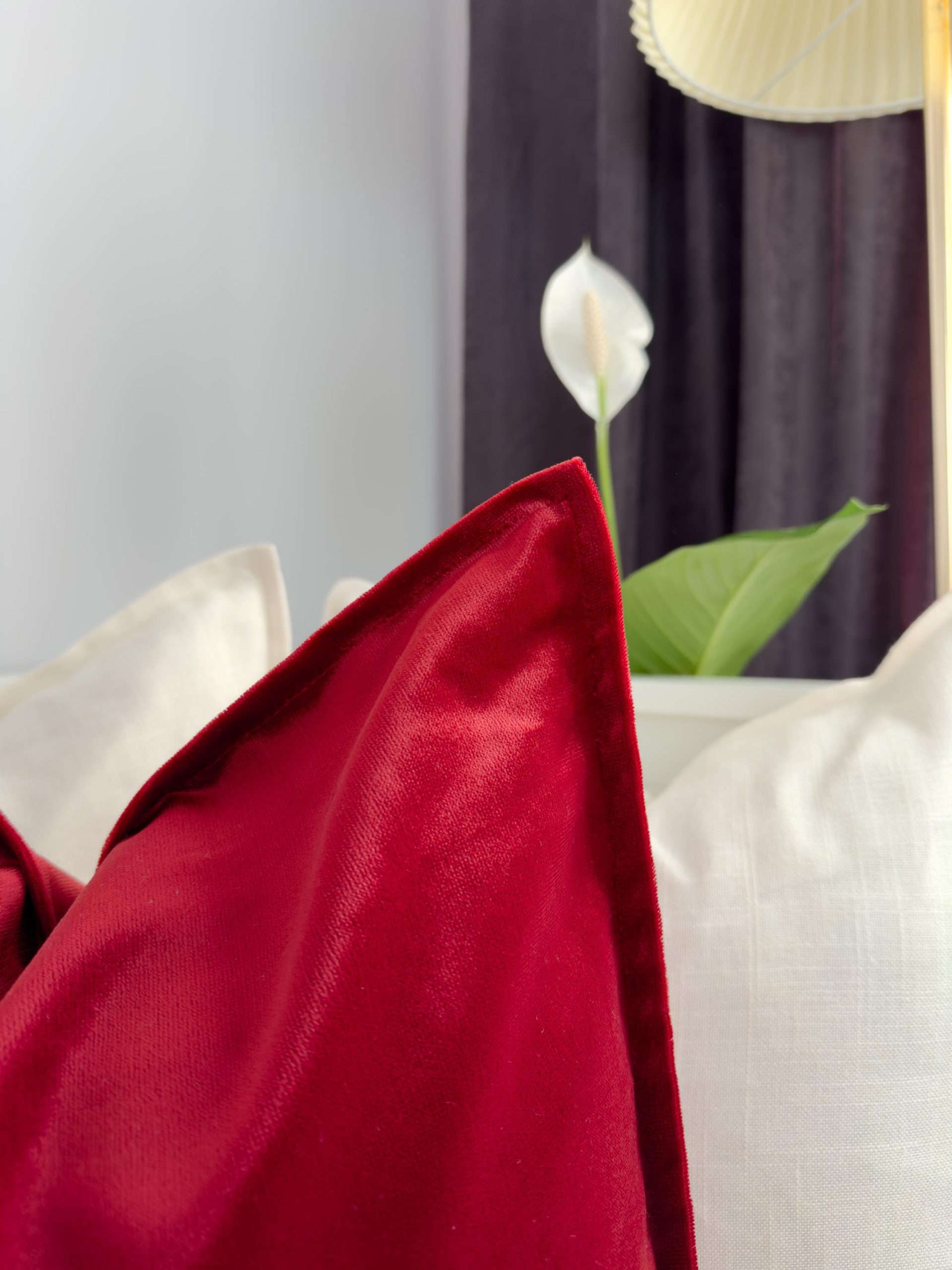 Red Velvet Pillow Cover: Christmas Decor Red Cushion All Sizes