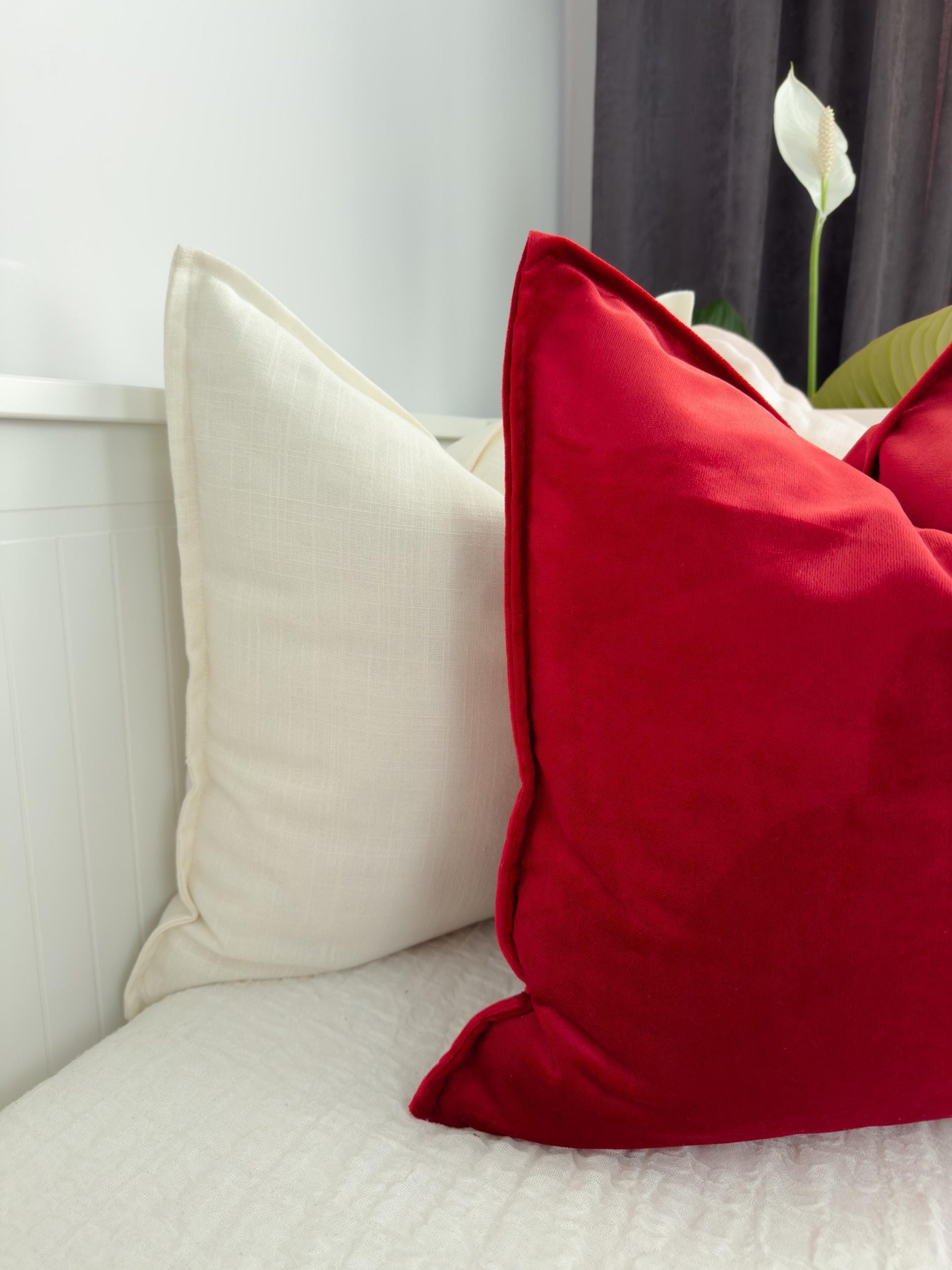 Red Velvet Pillow Cover: Christmas Decor Red Cushion All Sizes