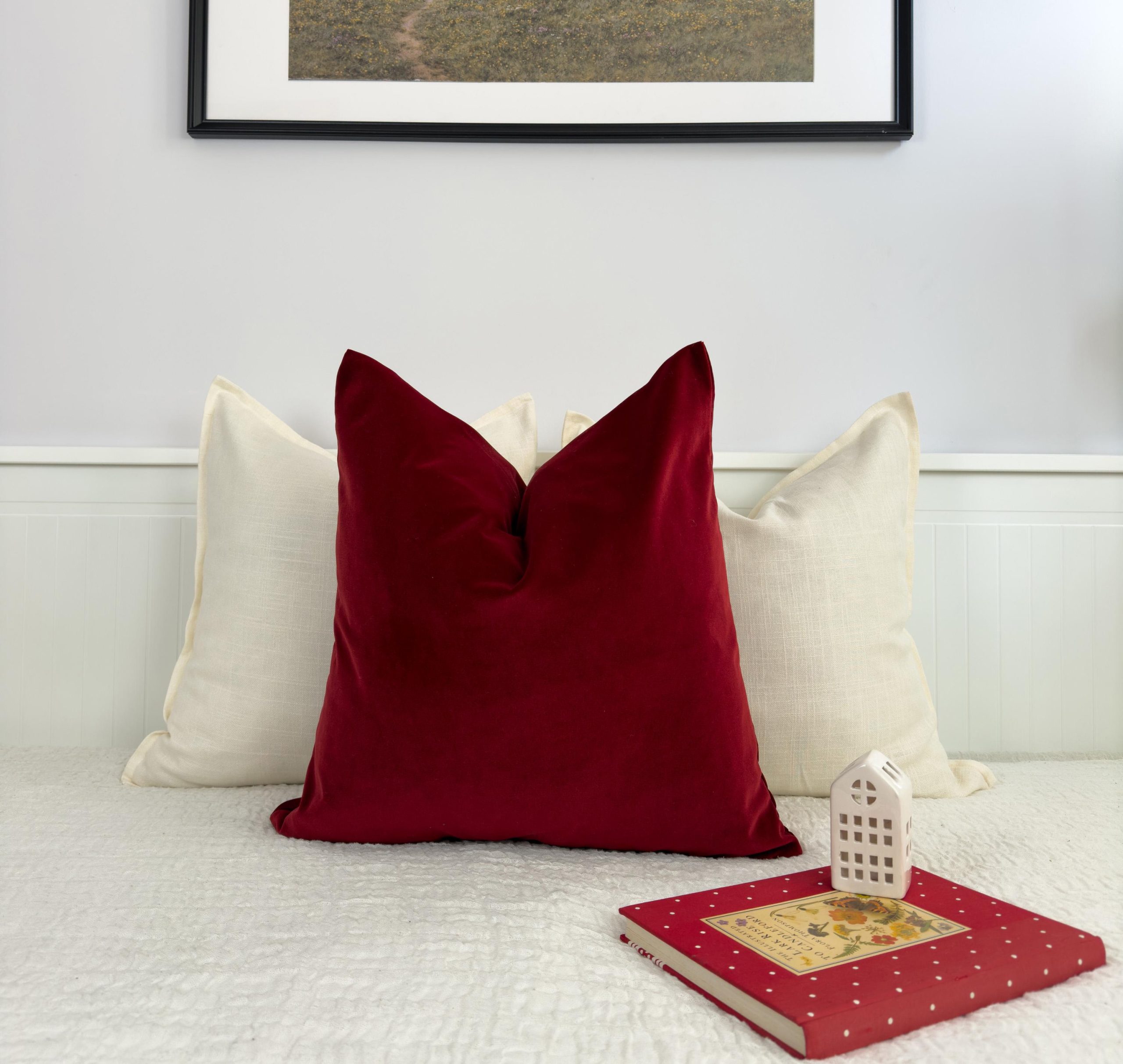 Cotton Velvet Wine Red Pillow Cover, Wine Red Lumbar Cushion-pillow Covers, Christmas Decor Pillow (all Sizes)