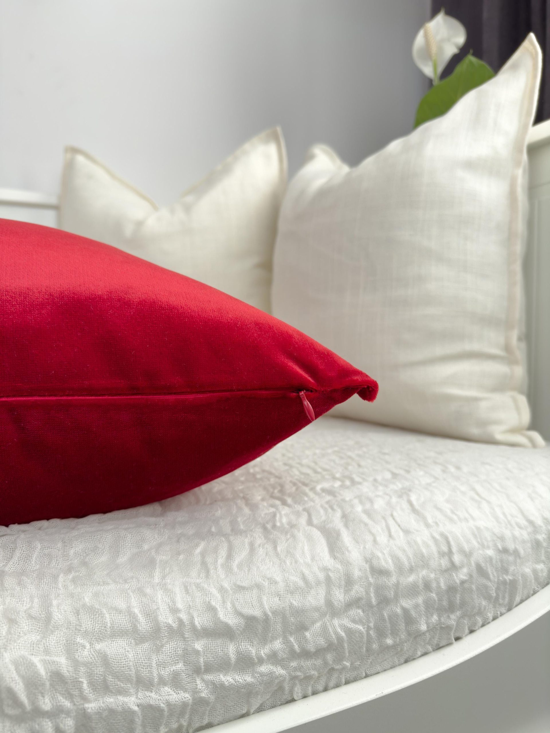 Red Velvet Pillow Cover: Christmas Decor Red Cushion All Sizes