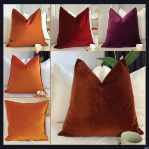 Premium Velvet Cushion Covers: Rust Throw Pillow Covers All Sizes