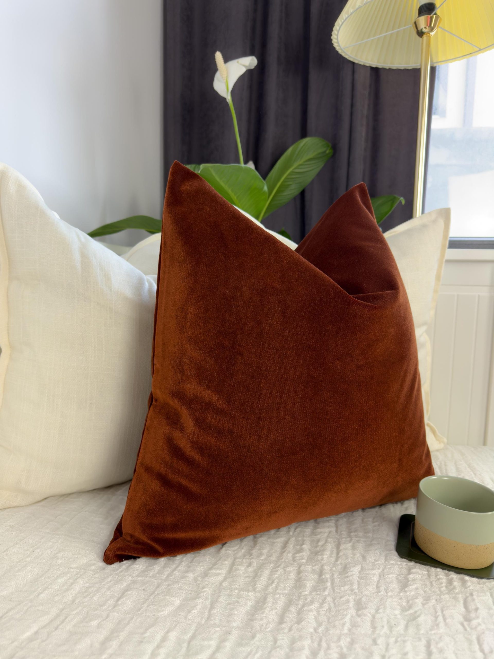 Premium Velvet Cushion Covers: Rust Throw Pillow Covers All Sizes