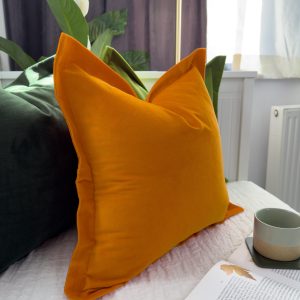 Burnt Orange Velvet Pillow Cover: Oxford Flanged Decorative Cushion Cover All Sizes