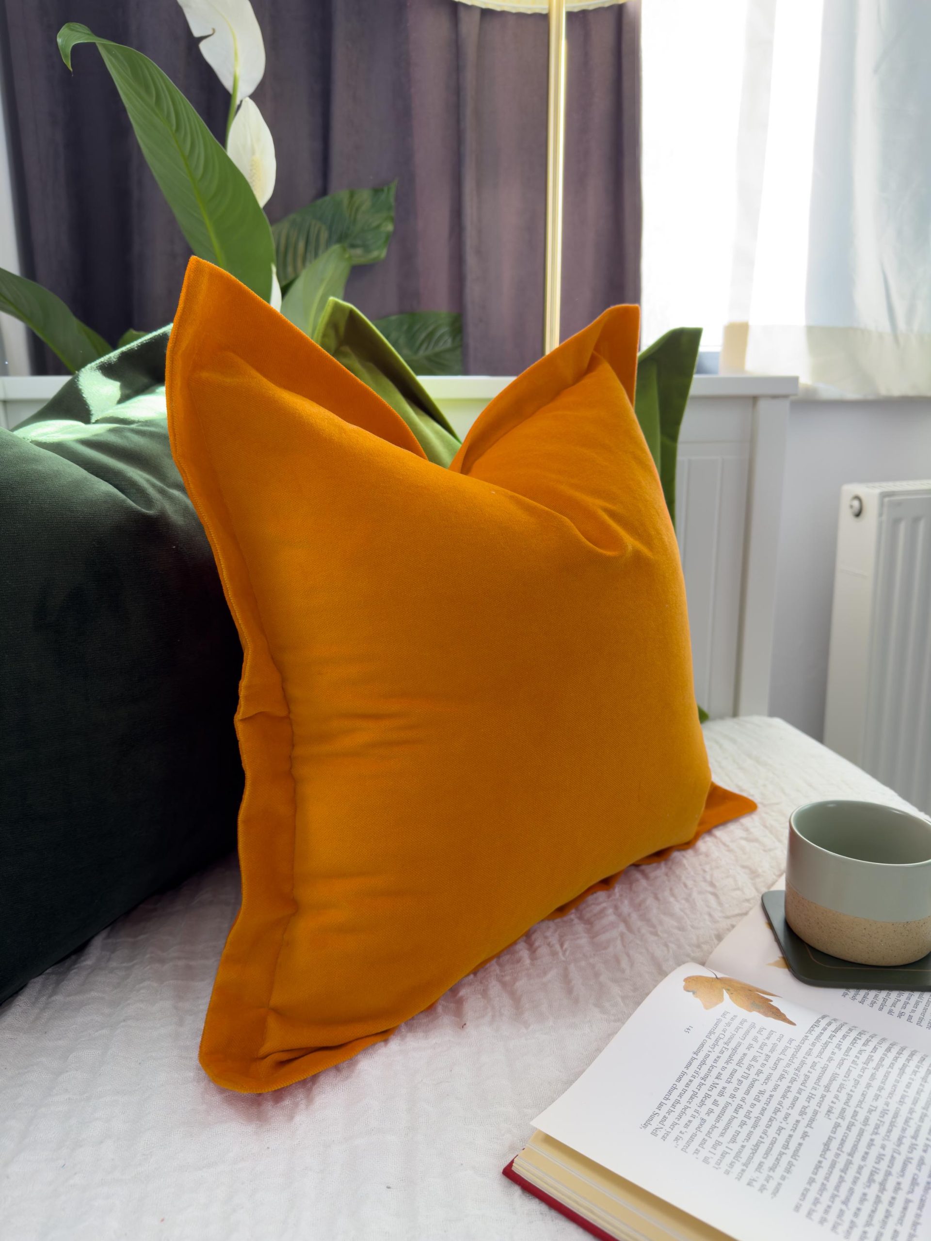 Burnt Orange Velvet Pillow Cover: Oxford Flanged Decorative Cushion Cover All Sizes