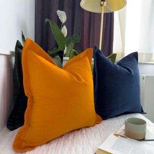 Burnt Orange Velvet Pillow Cover: Oxford Flanged Decorative Cushion Cover All Sizes