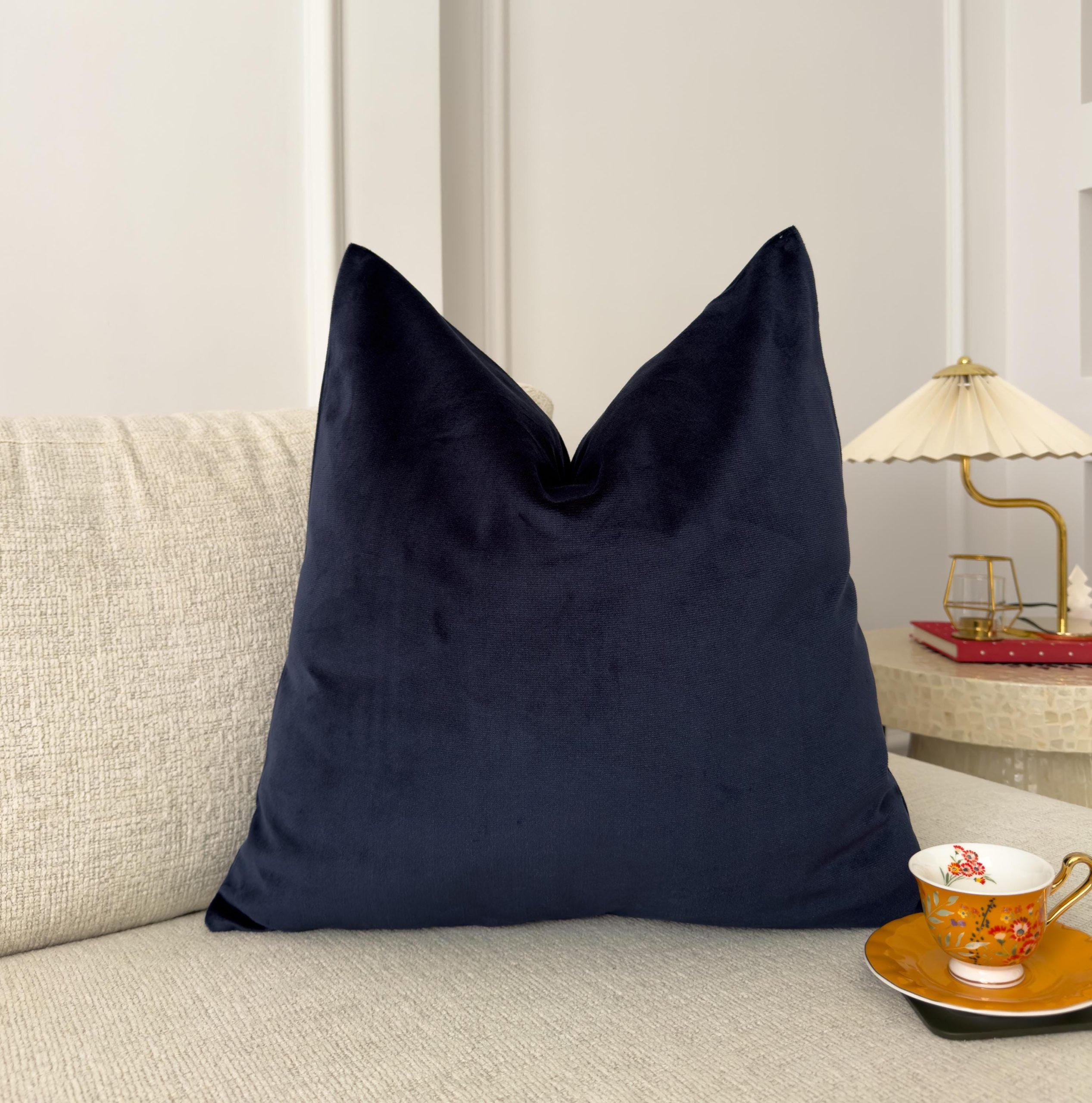 Premium Velvet Dark Navy Blue Pillow Cover: Navy Blue Scatter Cushion Covers All Sizes